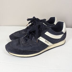 Hugo Boss Men's Sneakers Size 12 EU 45 Blue White Retro Low Top Designer Shoes